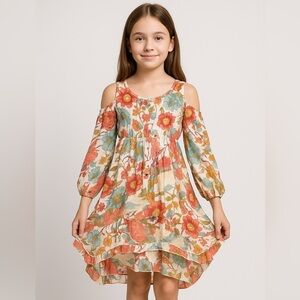 Mimi & Maggie cold shoulder dress girls Sz 6